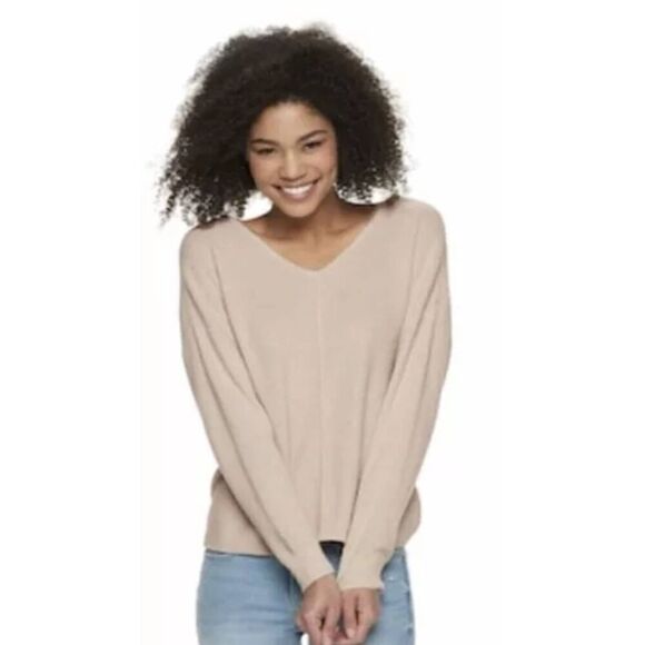 Pink Republic Button Back Pullover Sweater Top Cropped Reversible Vneck Sz XXL O - Picture 4 of 6